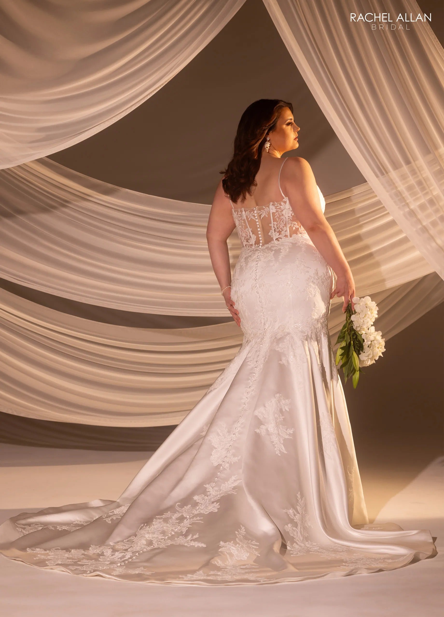 Ivory Nude V-Neck Floor-Length Tulle A-Line Wedding Gown with Detachable Liner Rachel Allan RB3231 Rachel Allan RB3232