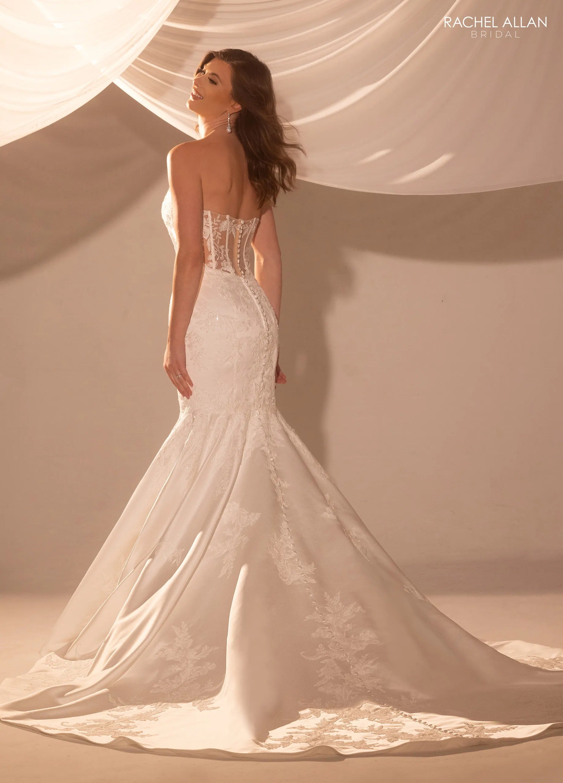Ivory Nude V-Neck Floor-Length Tulle A-Line Wedding Gown with Detachable Liner Rachel Allan RB3231 Rachel Allan RB3232