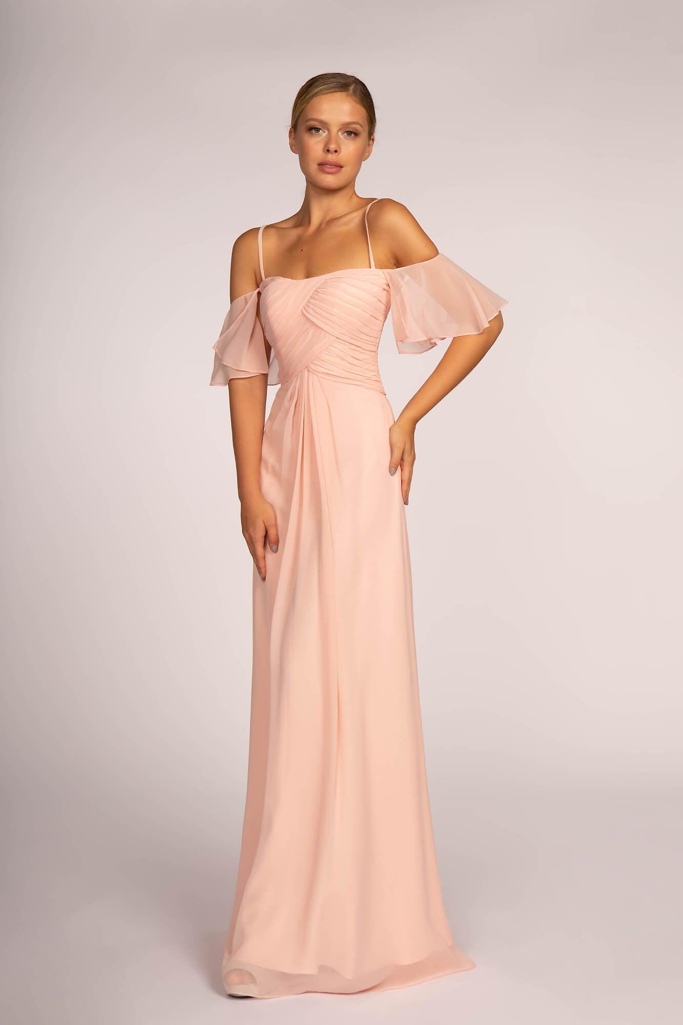 Formal Chiffon Long Dress Bridesmaid Blush