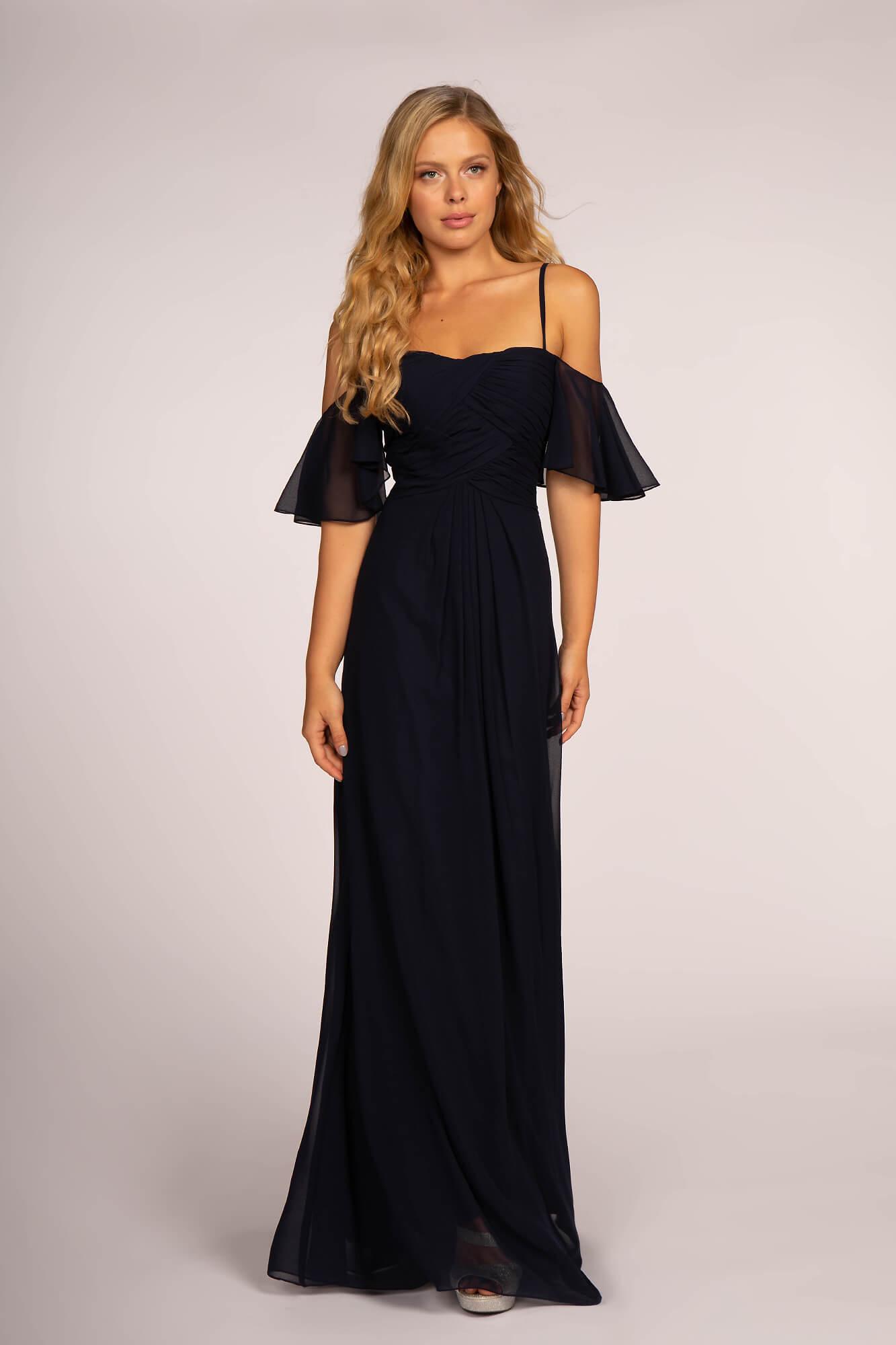 Formal Chiffon Long Dress Bridesmaid Navy