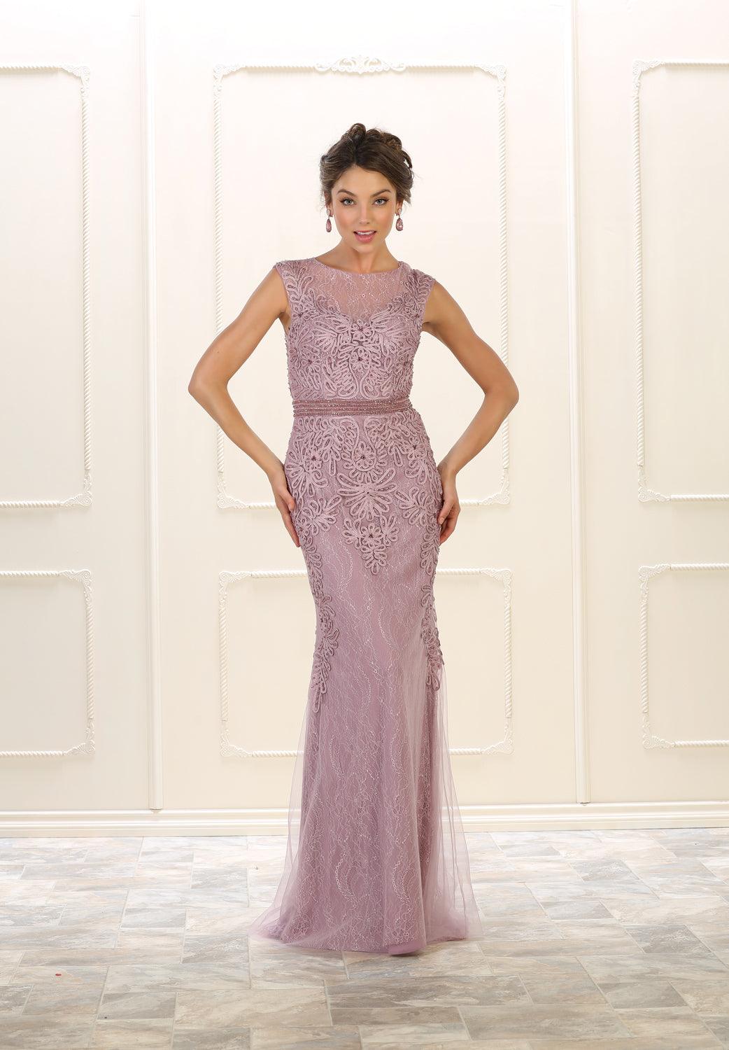 Formal Long Dress Evening Gown Prom Beaded Lace - The Dress Outlet May Queen