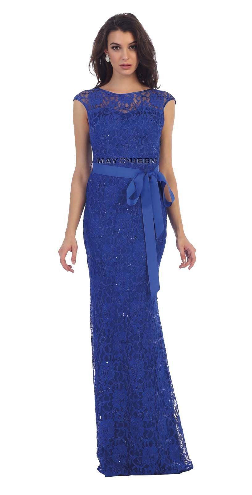 Formal Long Lace Evening Prom Gown - The Dress Outlet May Queen