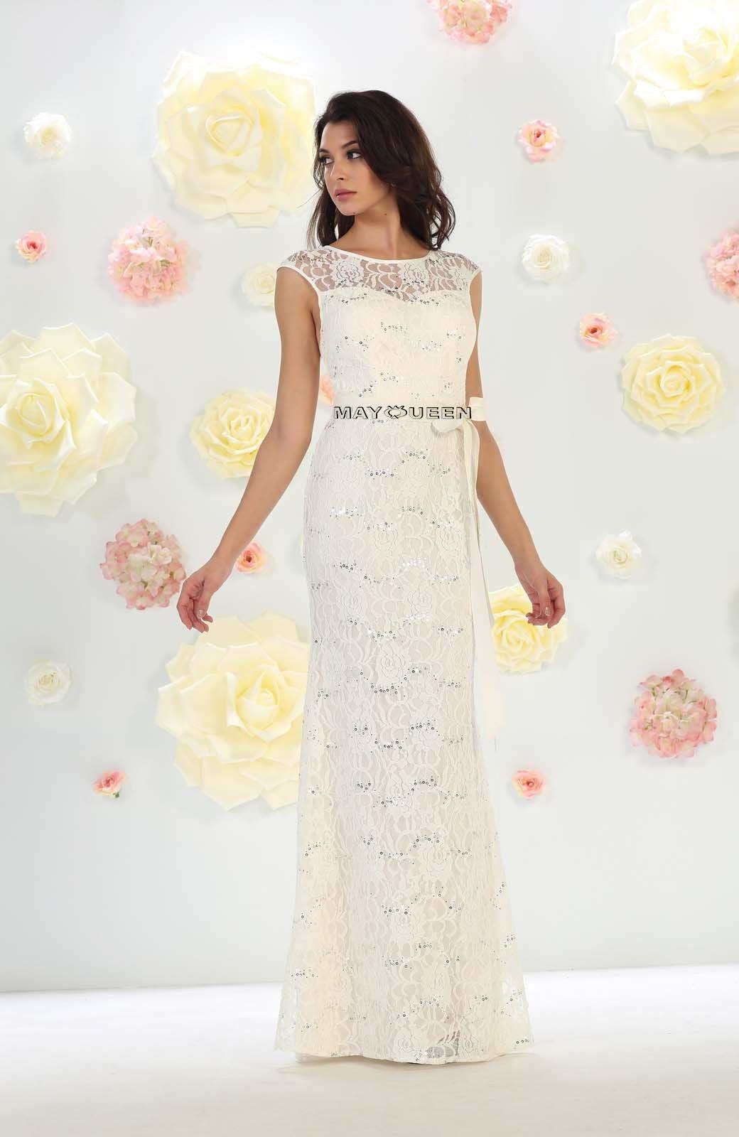 Formal Long Lace Evening Prom Gown - The Dress Outlet May Queen