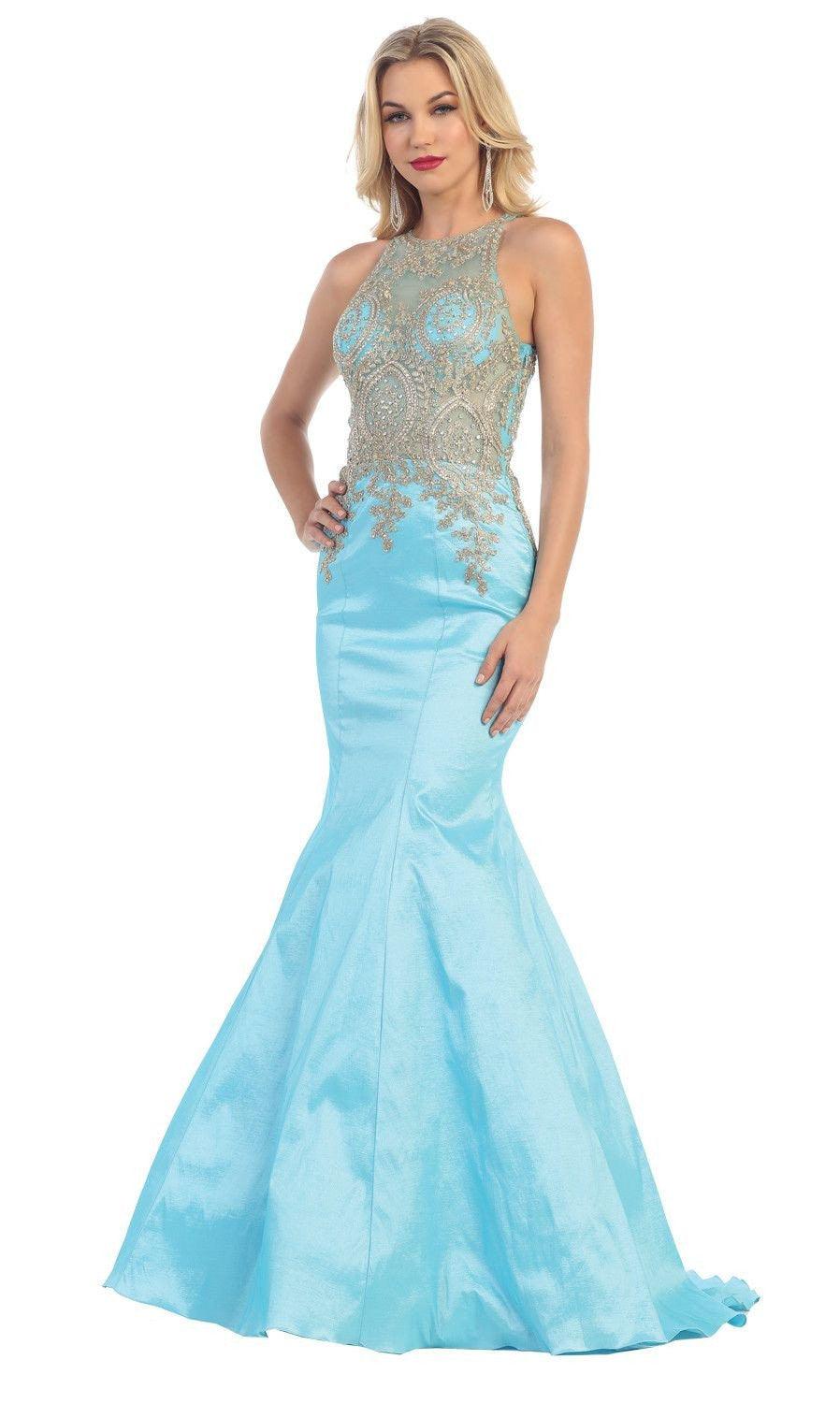 Formal Long Prom Dress Fitted Mermaid - The Dress Outlet May Queen