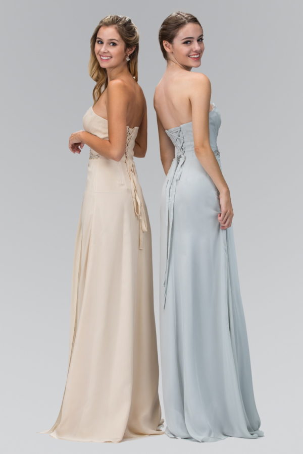 Strapless Sweetheart Long Formal Dress - The Dress Outlet Elizabeth K Light Silver