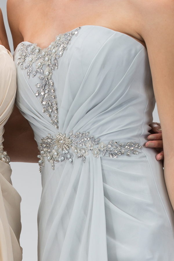 Strapless Sweetheart Long Formal Dress - The Dress Outlet Elizabeth K Silver