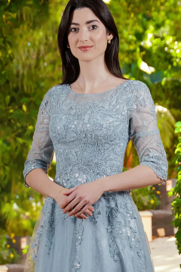 Mother of the Bride Dresses Long Formal Mother of the Bride A Line Evening Dress Smoky Blue