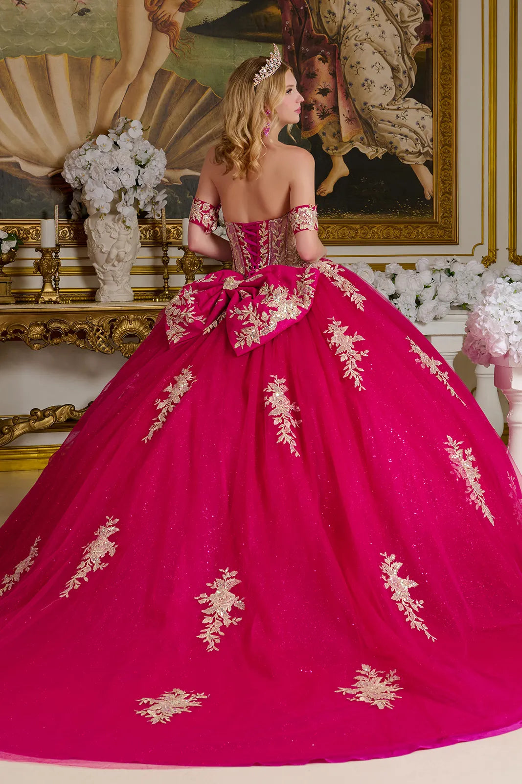Quinceniera Dresses Sweet 16 Long Ball Gown Sequin Quinceanera Dress Fuchsia