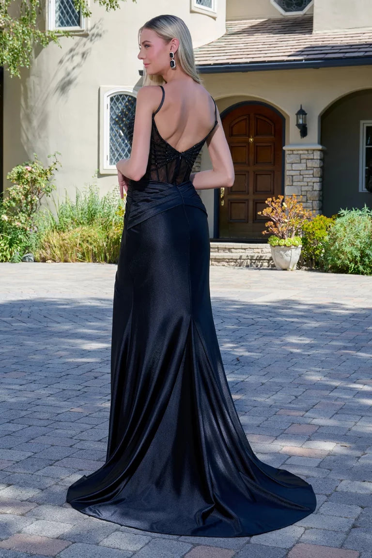 Prom Dresses Sequin Long Formal Fitted Prom Dress Black