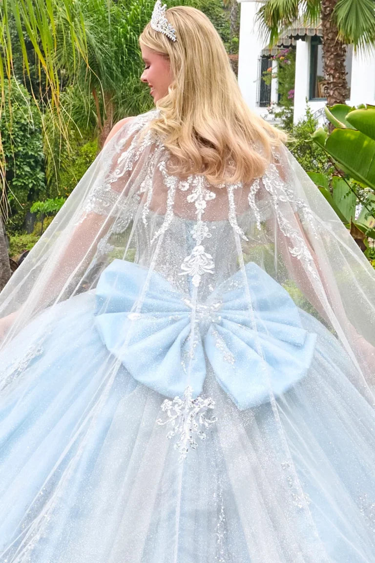 Quinceniera Dresses Corset Long Glitter Ball Gown Sequin Quinceanera Dress Blue Silver