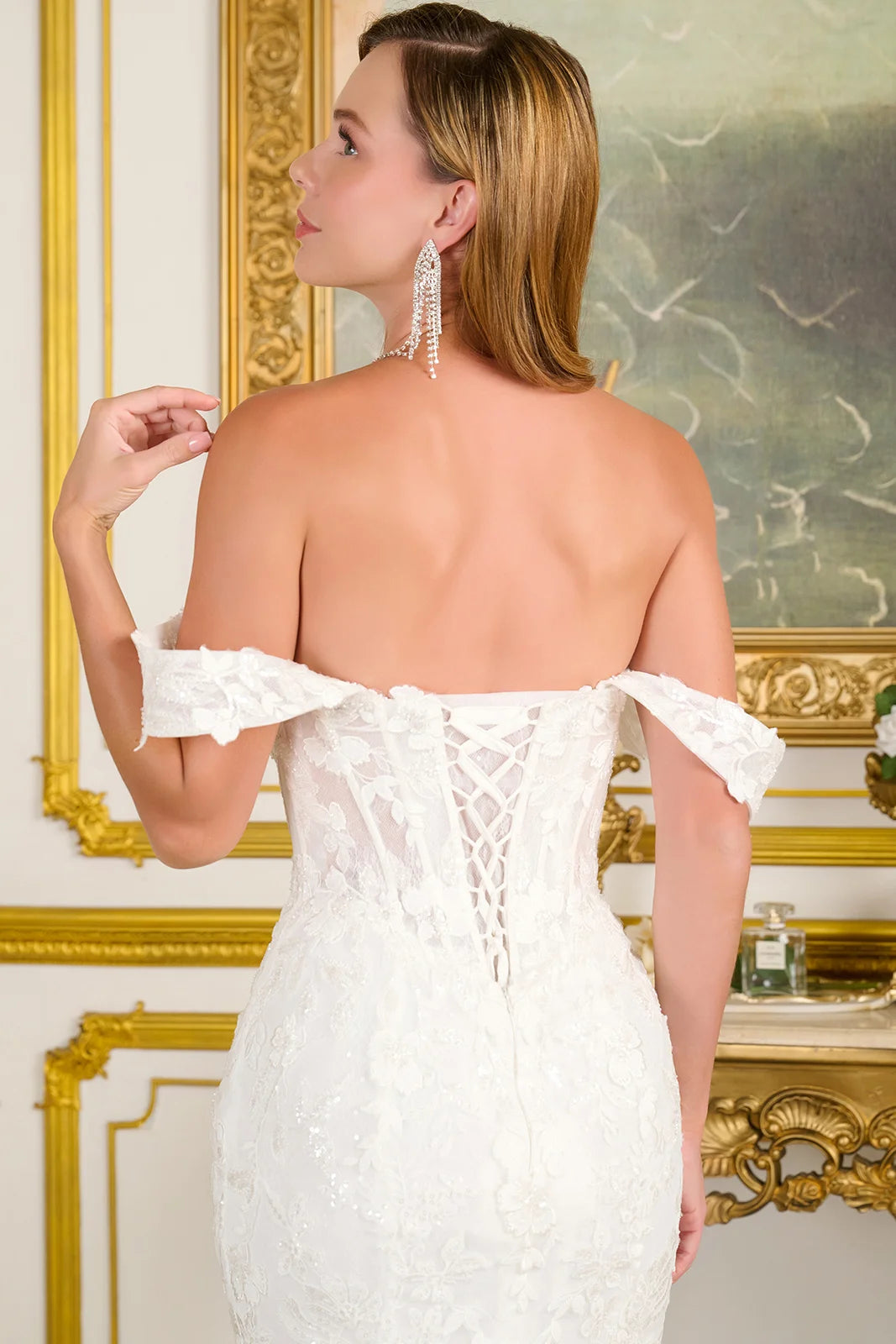 Wedding Dresses Floral Corset Long Mermaid Bridal Wedding Dress Off White