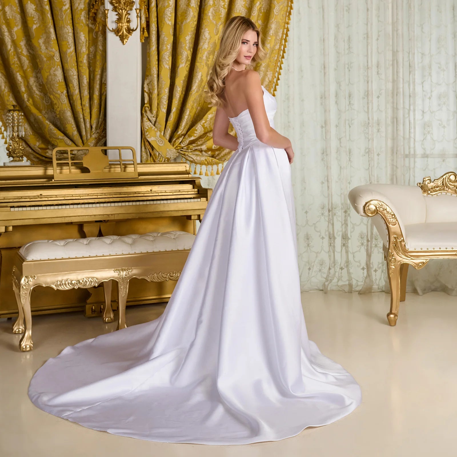 Wedding Dresses Fitted Long Bridal A Line Corset Wedding Dress Off White