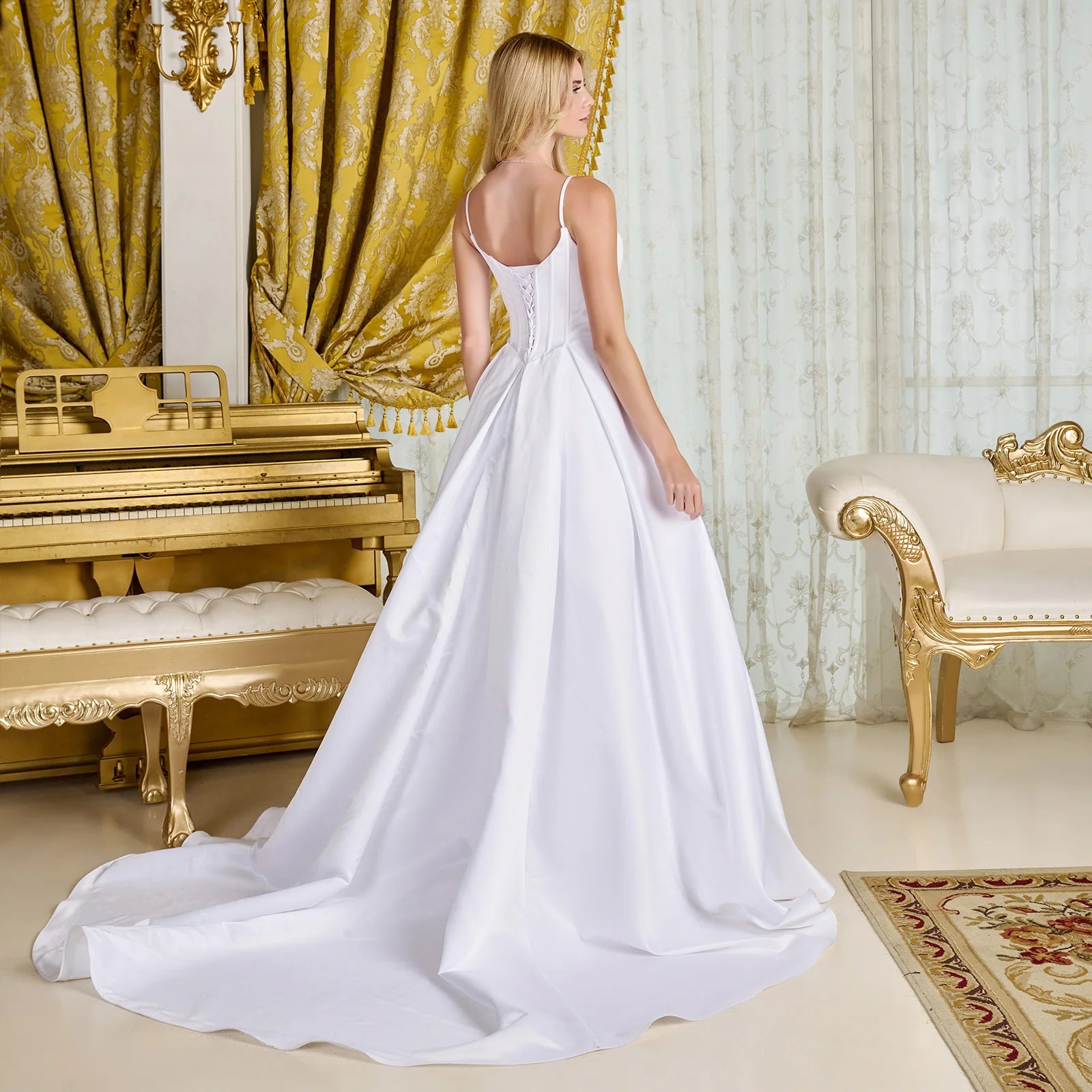 Wedding Dresses Long Corset A Line Bridal Wedding Dress Off White