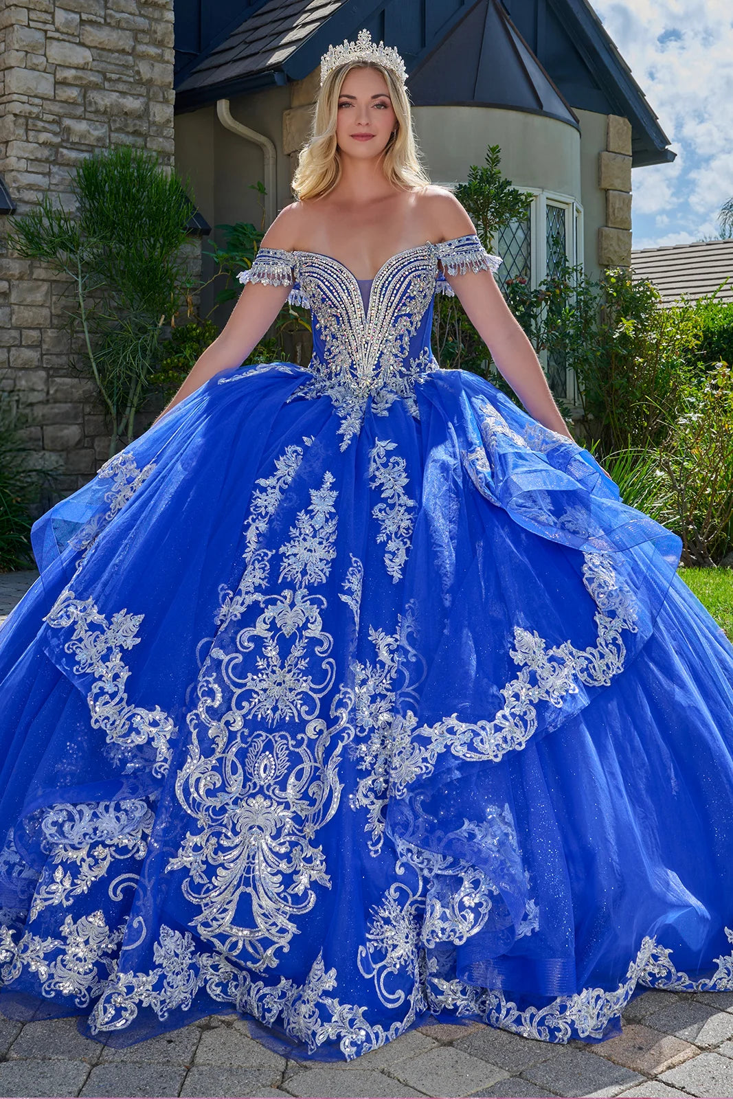 Quinceniera Dresses Long Corset Ball Gown Sequin Quinceanera Dress Royal Blue