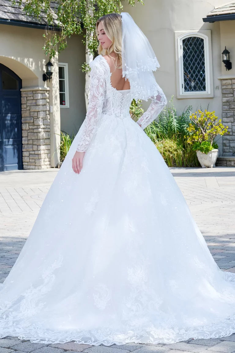Wedding Dresses Long Ball Gown Bridal Corset Beaded Wedding Dress Off White