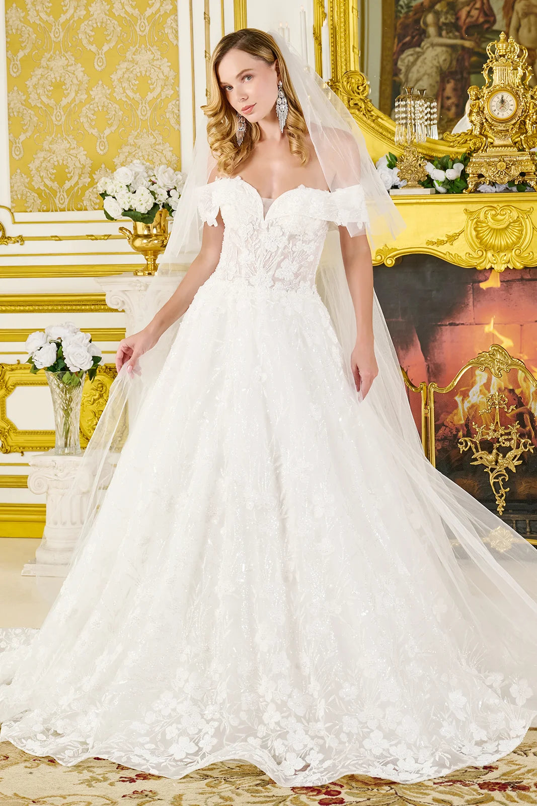 Wedding Dresses Glitter Ball Gown Bridal Sequin Beaded Wedding Dress Off White