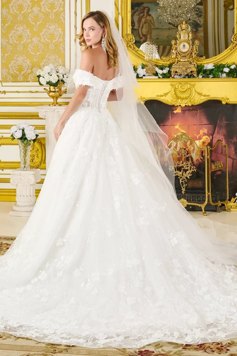 Wedding Dresses Glitter Ball Gown Bridal Sequin Beaded Wedding Dress Off White