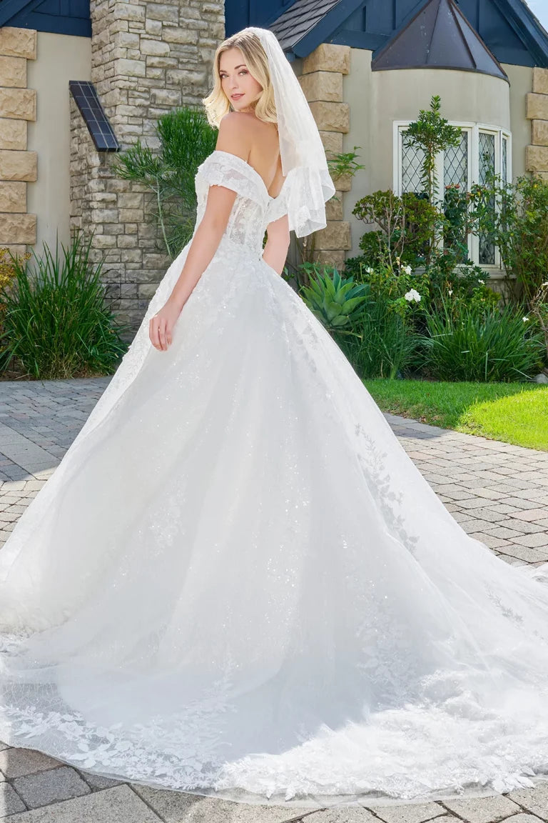 Wedding Dresses Glitter Long Beaded Sequin Bridal Ball Gown Wedding Dress Off White
