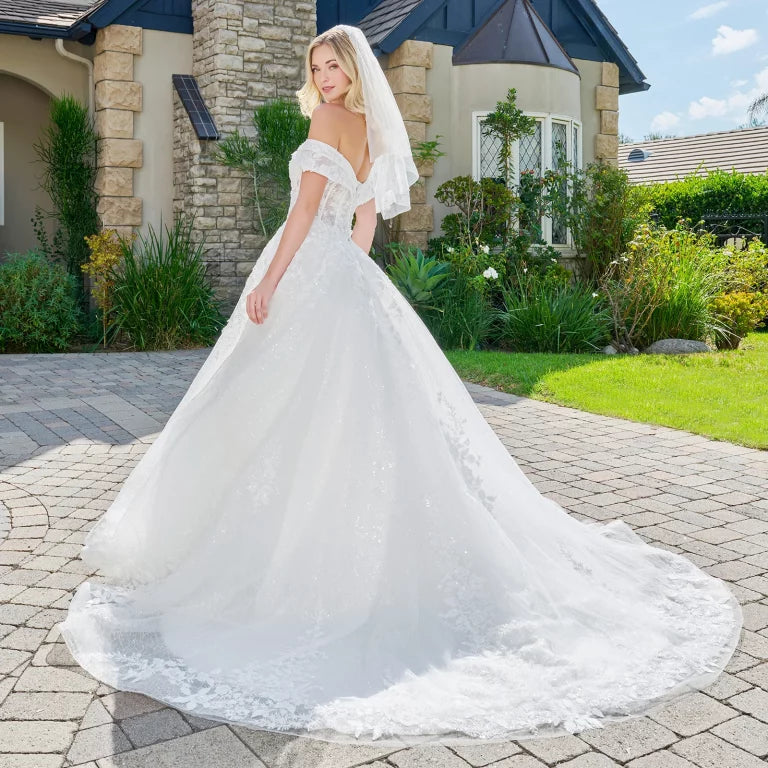 Wedding Dresses Glitter Long Beaded Sequin Bridal Ball Gown Wedding Dress Off White