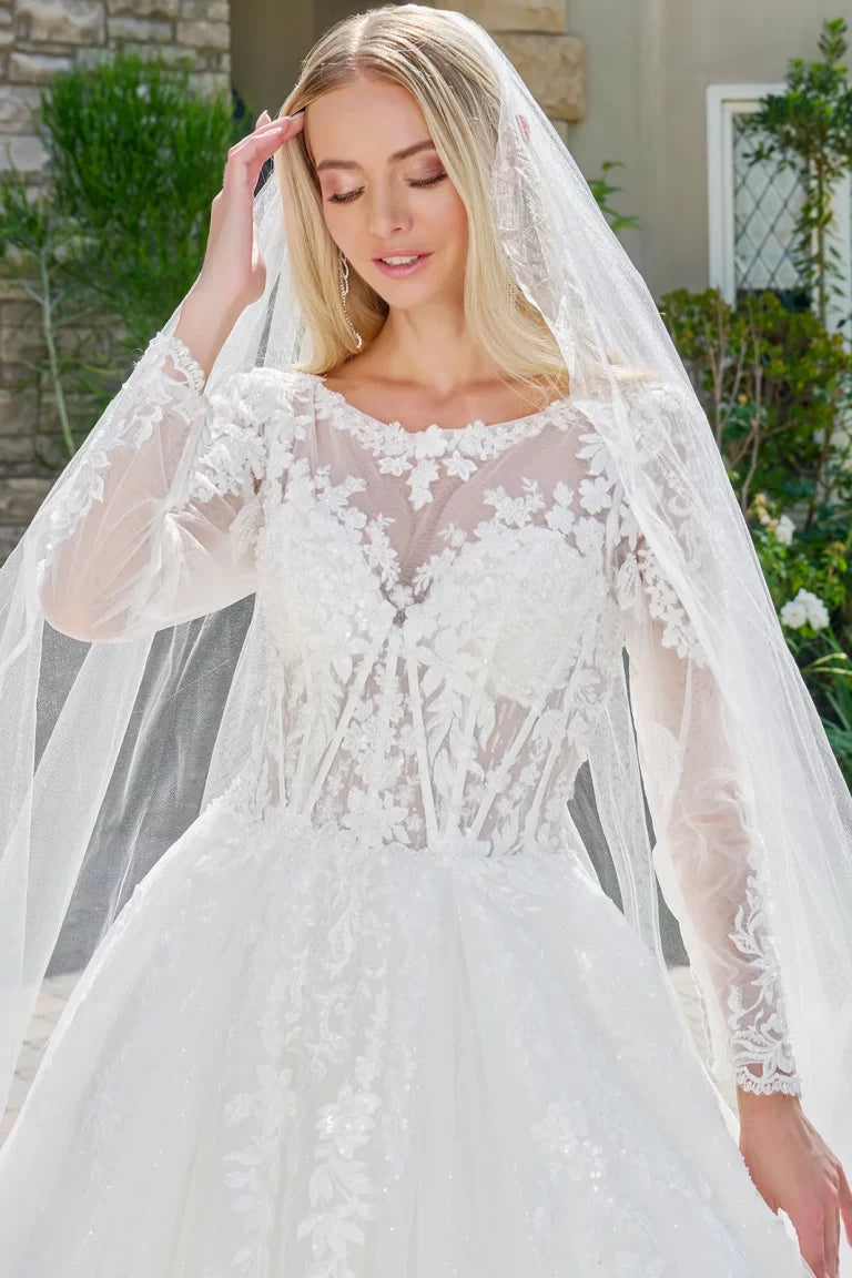 Wedding Dresses Long Ball Gown Beaded Bridal Sequin Dress Off White