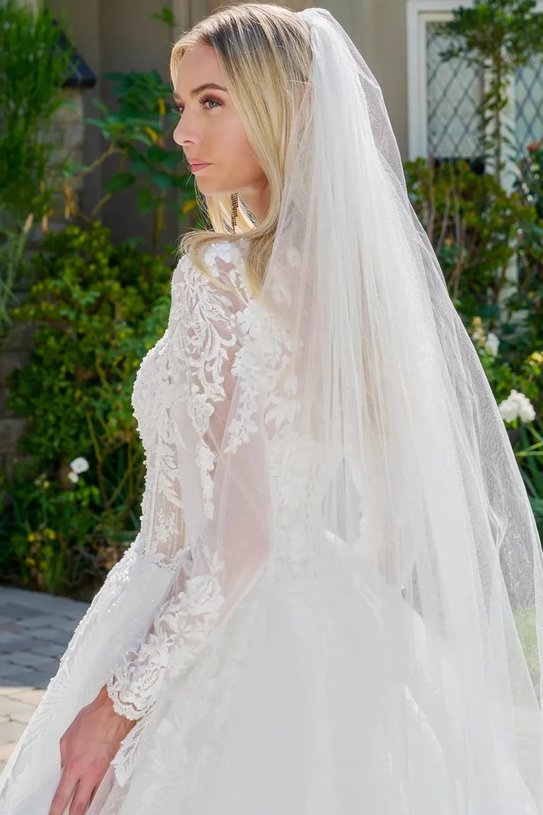 Wedding Dresses Long Ball Gown Beaded Bridal Sequin Dress Off White
