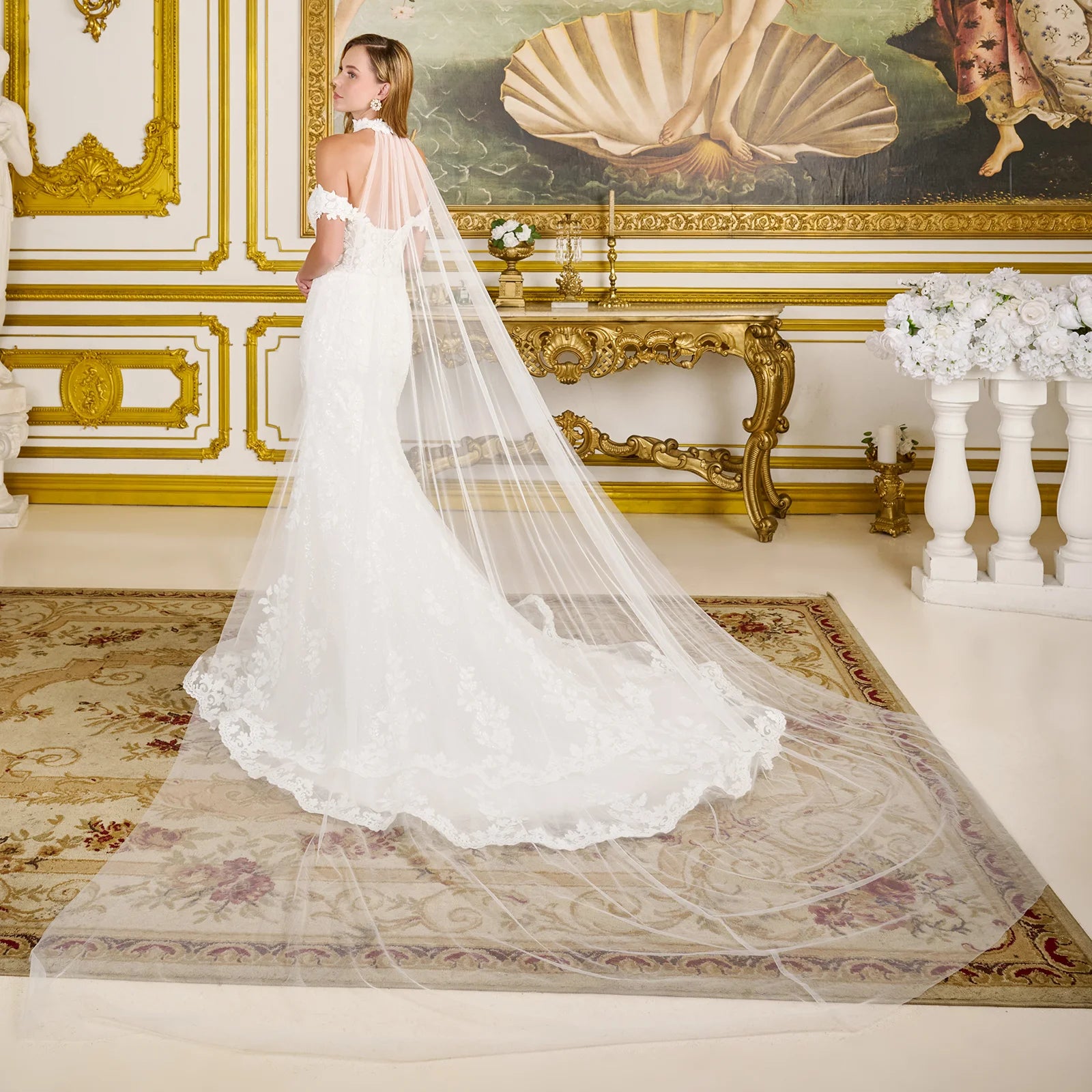 Wedding Dresses Long Wedding Dress Corset Beaded Sequin Lace Applique Dress Off White