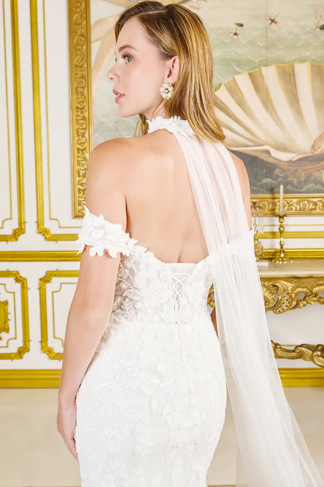 Wedding Dresses Long Wedding Dress Corset Beaded Sequin Lace Applique Dress Off White