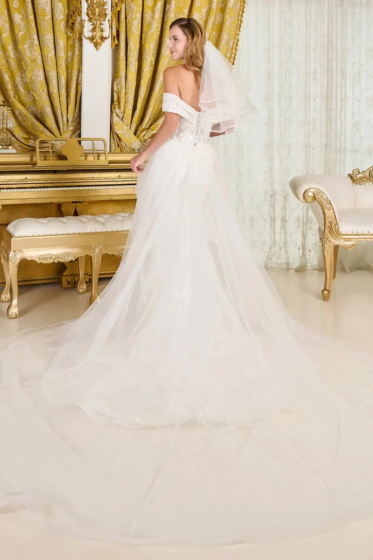 Wedding Dresses Lace Long Bridal Fitted Corset Sequin Wedding Dress Off White