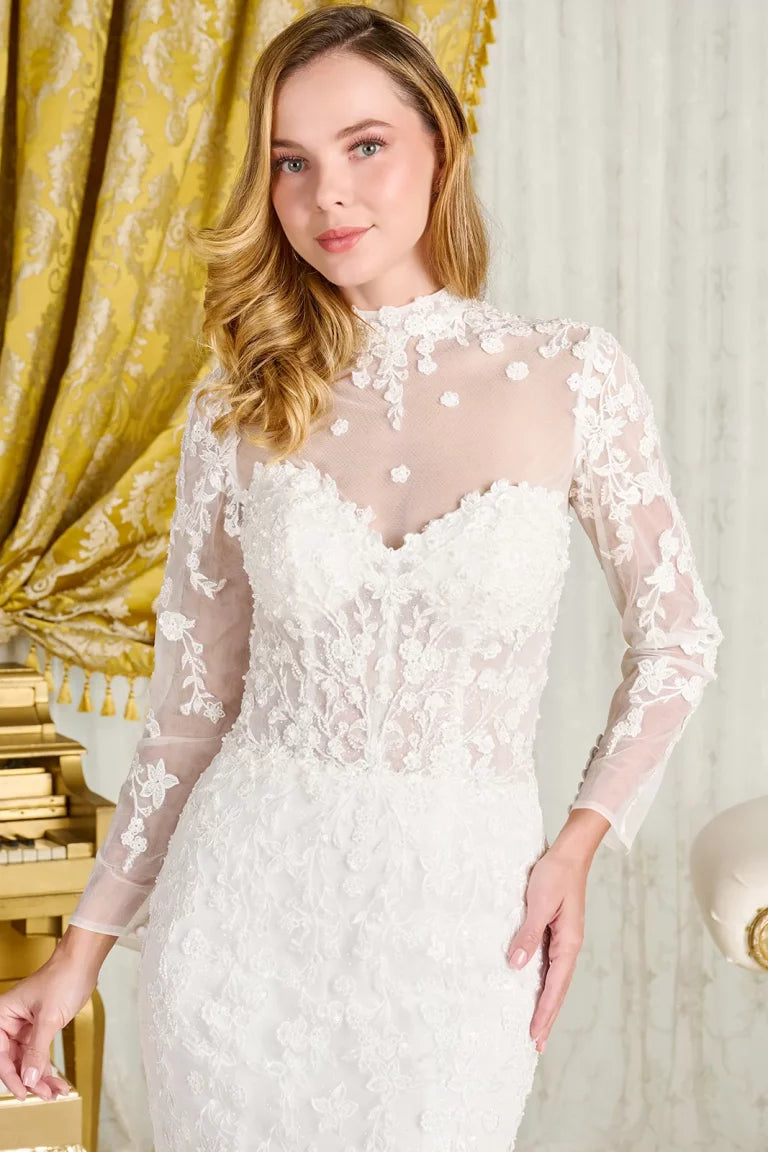Wedding Dresses GLS GL3830 Beaded Applique Sequin Glitter Bridal Wedding Dress Off White