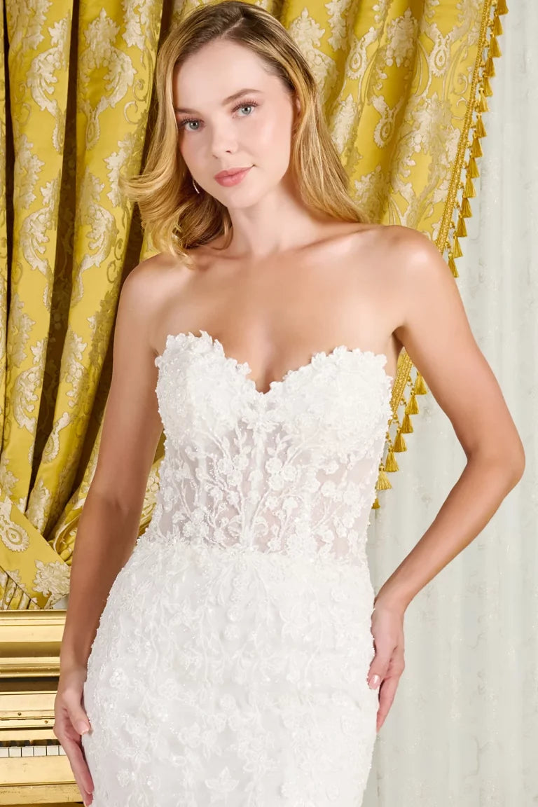 Wedding Dresses GLS GL3830 Beaded Applique Sequin Glitter Bridal Wedding Dress Off White
