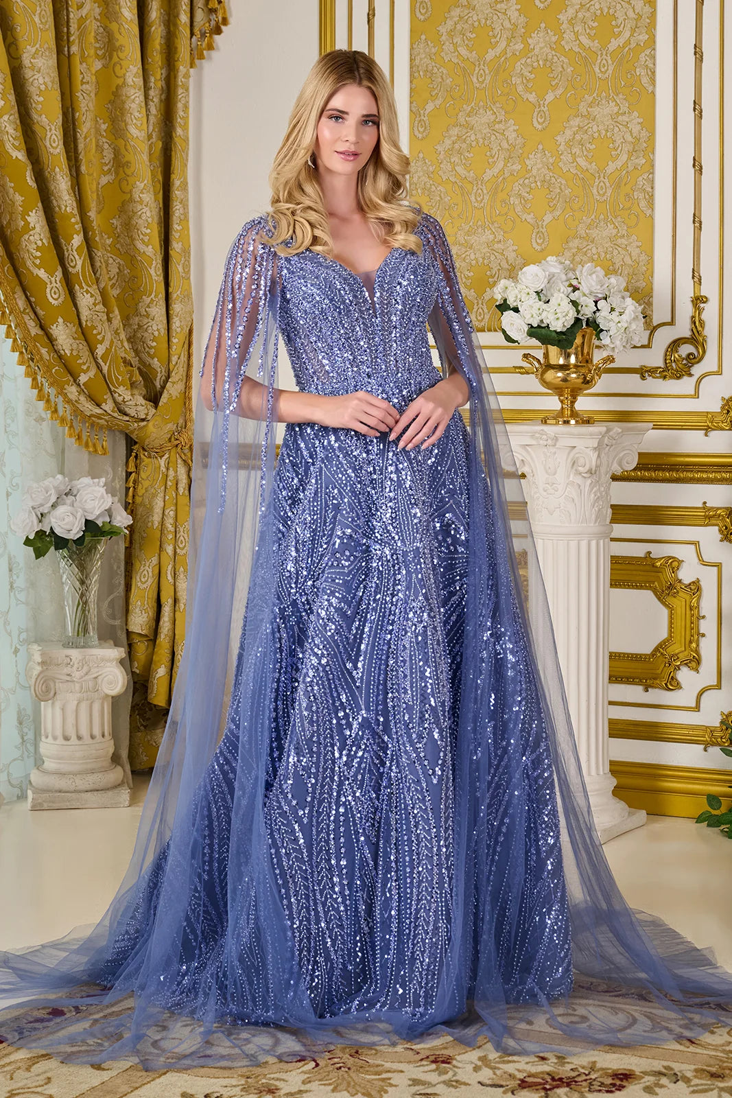 Mother of the Bride Dresses Long Evening A Line Beaded Sequin Mother of the Bride Dress Smoky Blue
