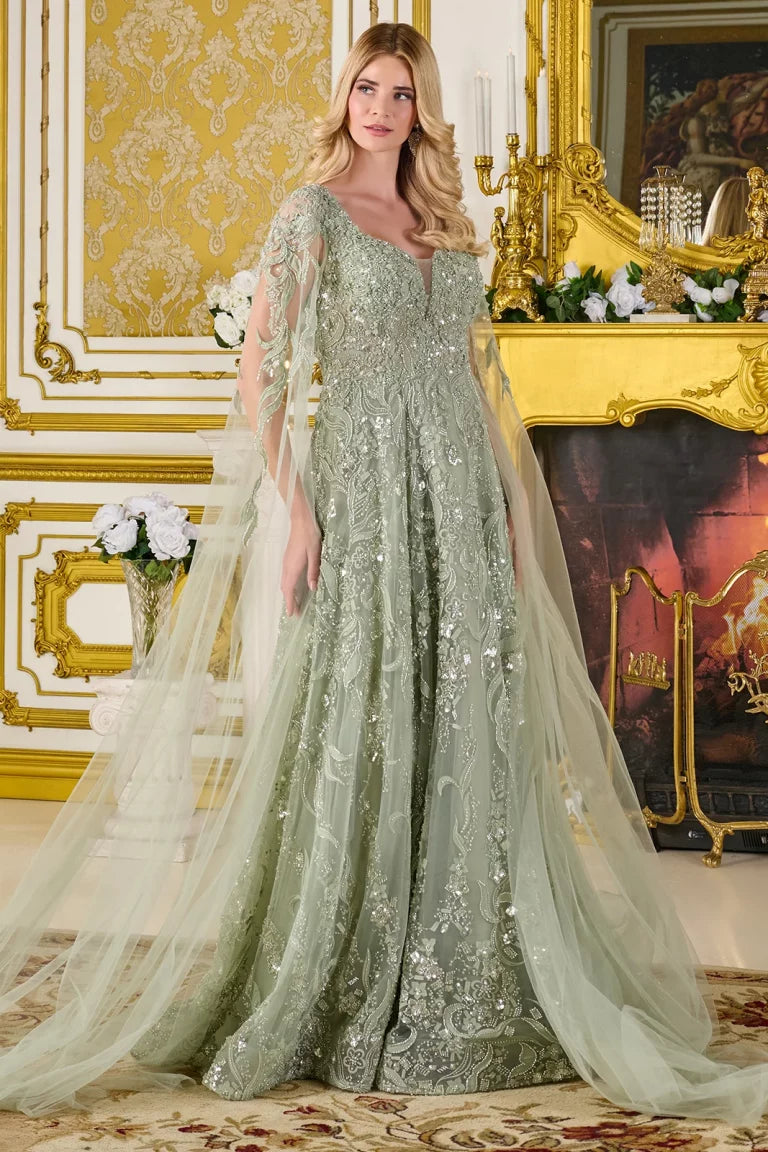 Mother of the Bride Dresses Applique Long Formal Beaded Sequin Mother of the Bride Dress Sage