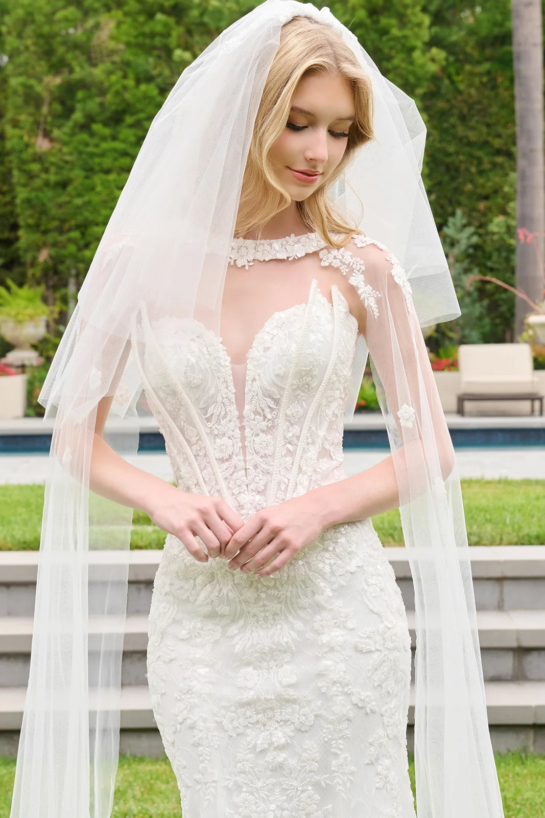 Illusion Floor-Length Lace Wedding Mermaid GLS GL3844