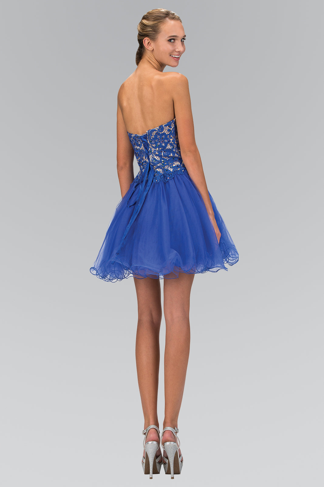Homecoming Short Cocktail Jewel Mini Dress Royal Blue Elizabeth K GS1110