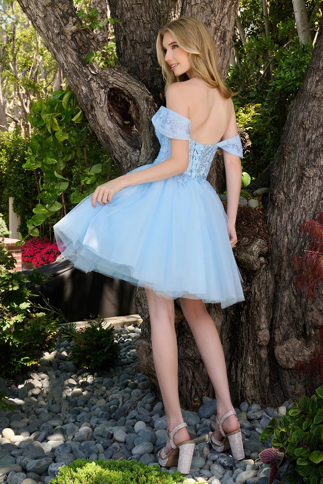 Off-the-Shoulder Mini Short Tulle Cocktail A-Line GLS GLGS3859