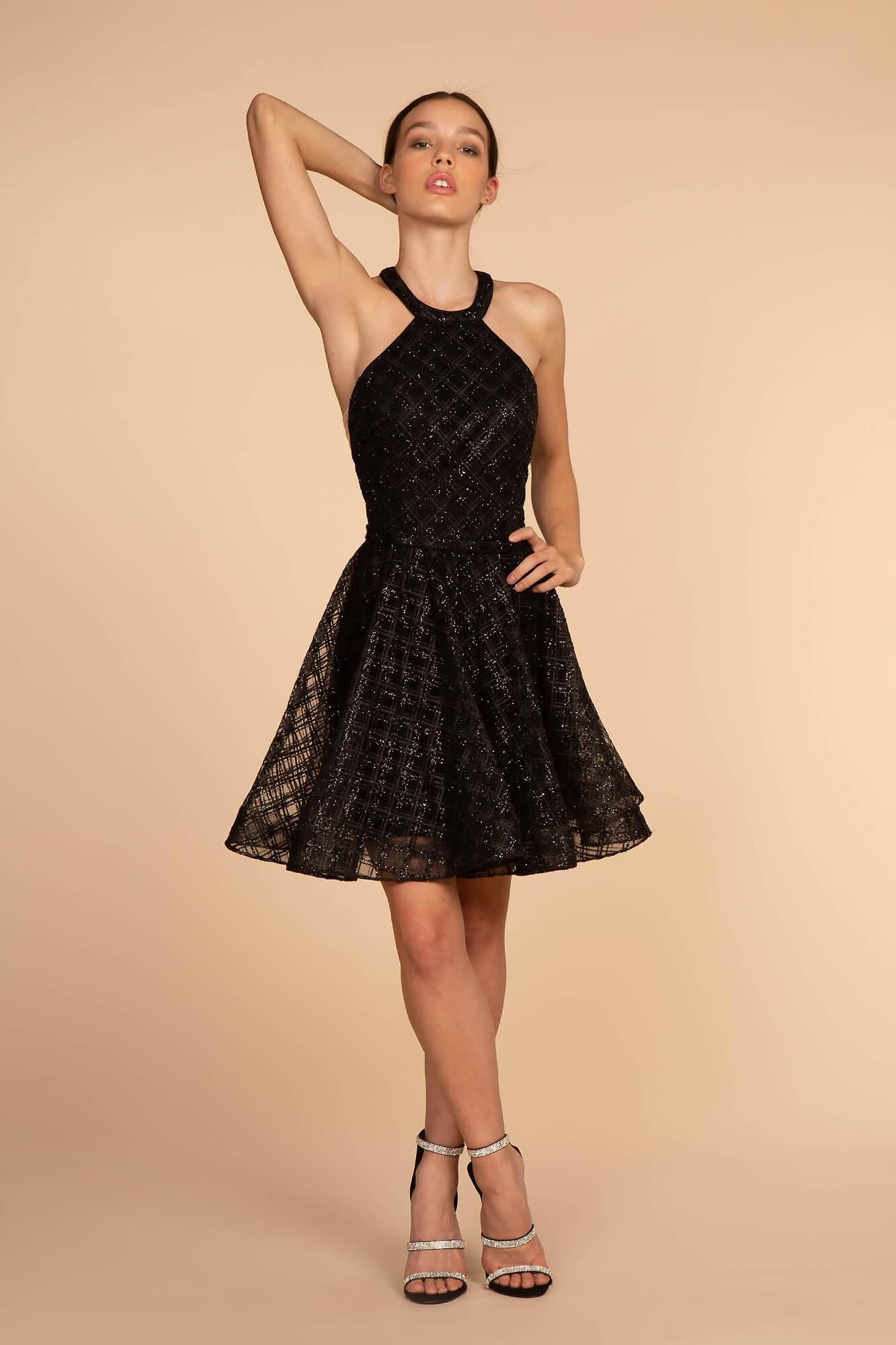 Black Halter Short Formal Dress Homecoming Formal Dresses Gowns