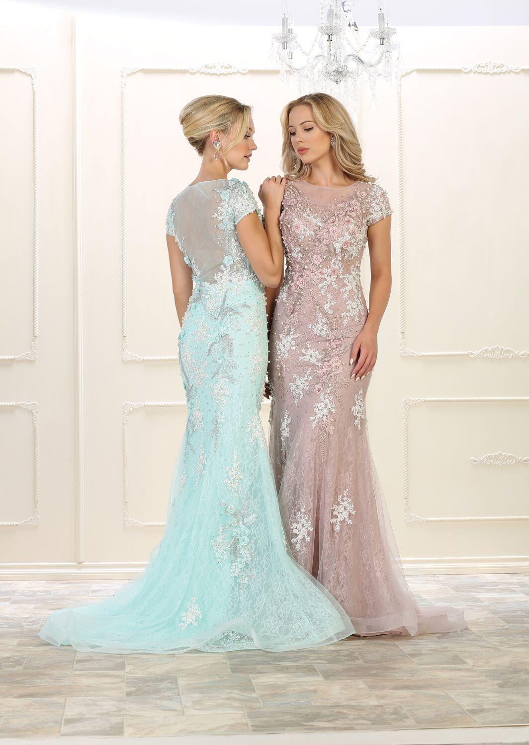 Hand Beaded Plus Size Prom Dress Evening Party Gown - The Dress Outlet May Queen