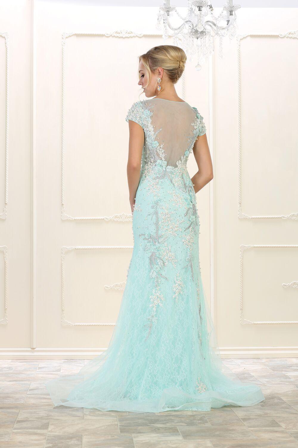 Hand Beaded Plus Size Prom Dress Evening Party Gown - The Dress Outlet May Queen