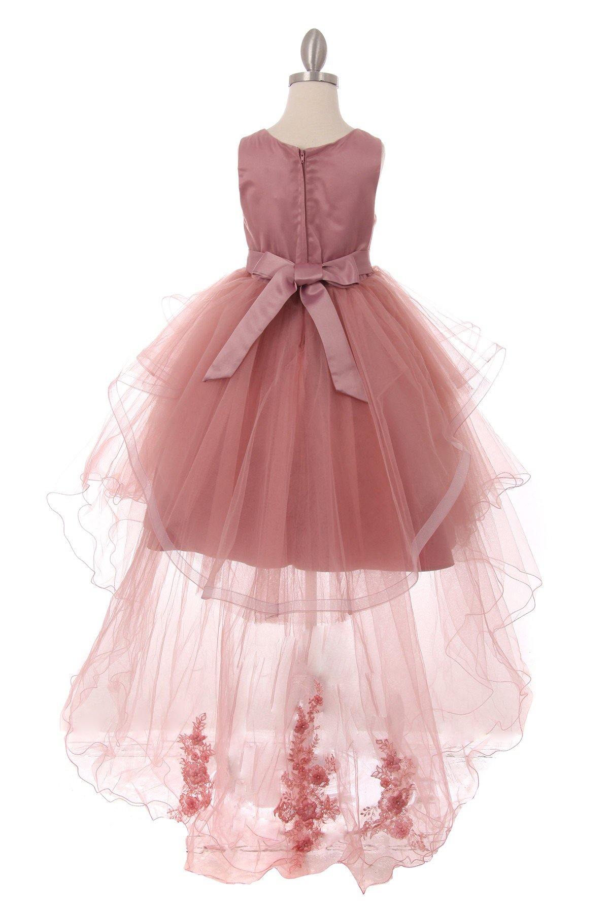 High Low Sequin Embroidered Flower Girls Dress - The Dress Outlet Cinderella Couture