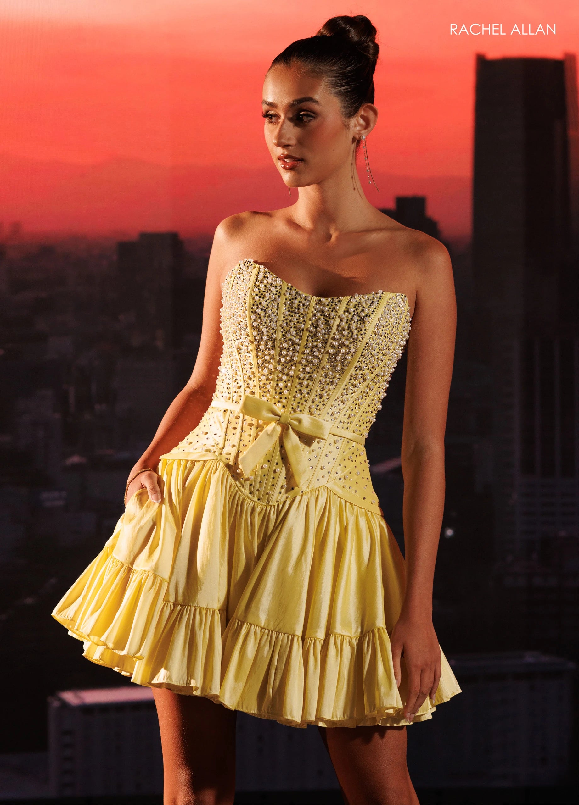 Strapless Straight Neck Mini/Short Tulle Cocktail Fit & Flare Rachel Allan 40658