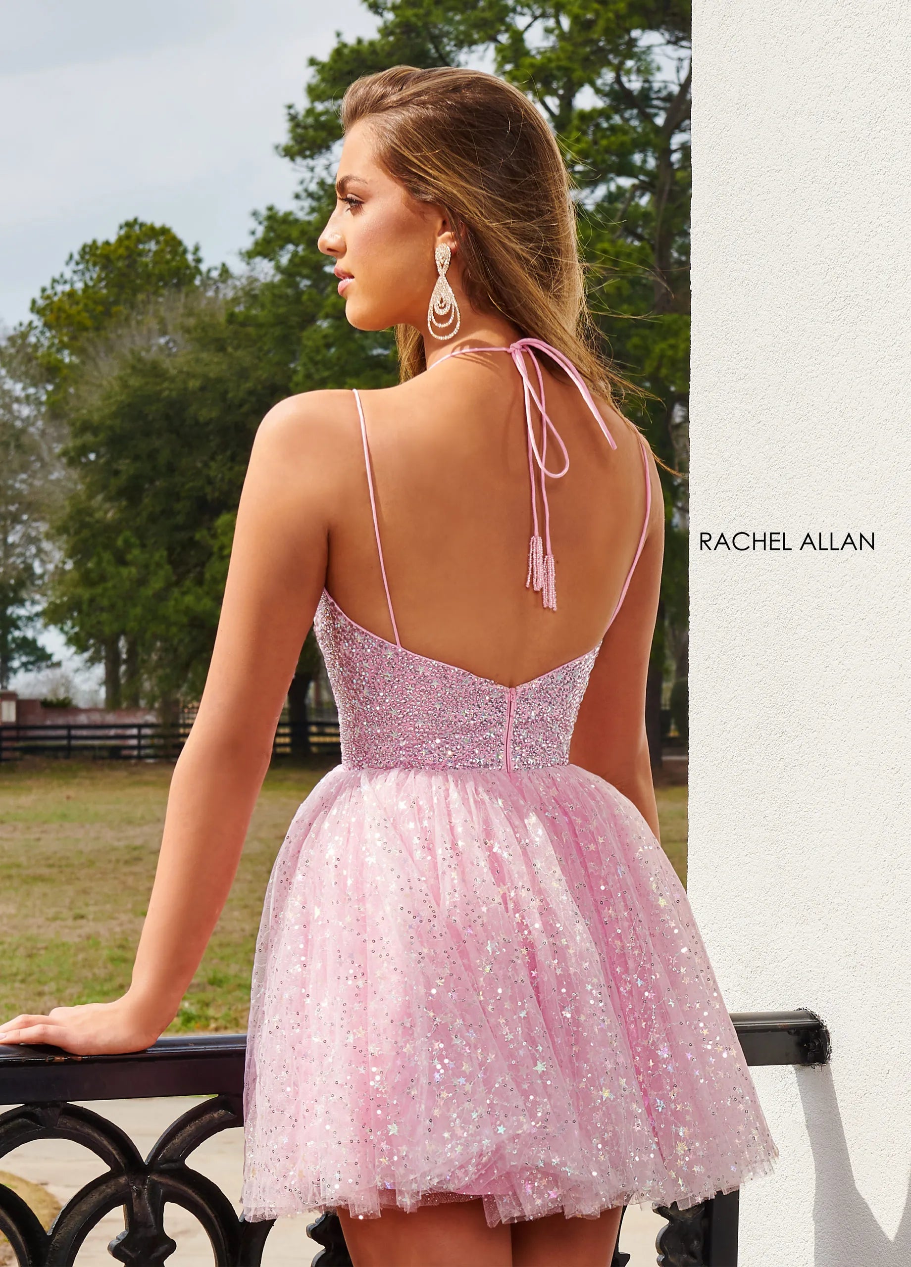 V-Neck Mini Tulle Cocktail A-Line Rachel Allan 40179