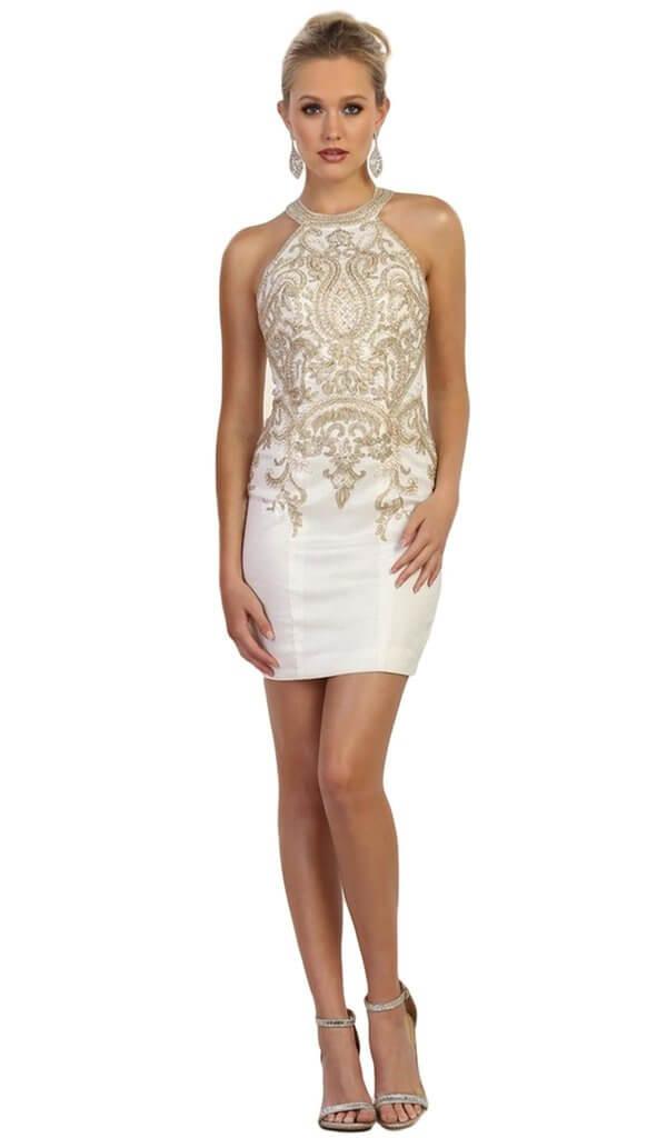 Homecoming Short Cocktail Halter Prom Dress - The Dress Outlet May Queen