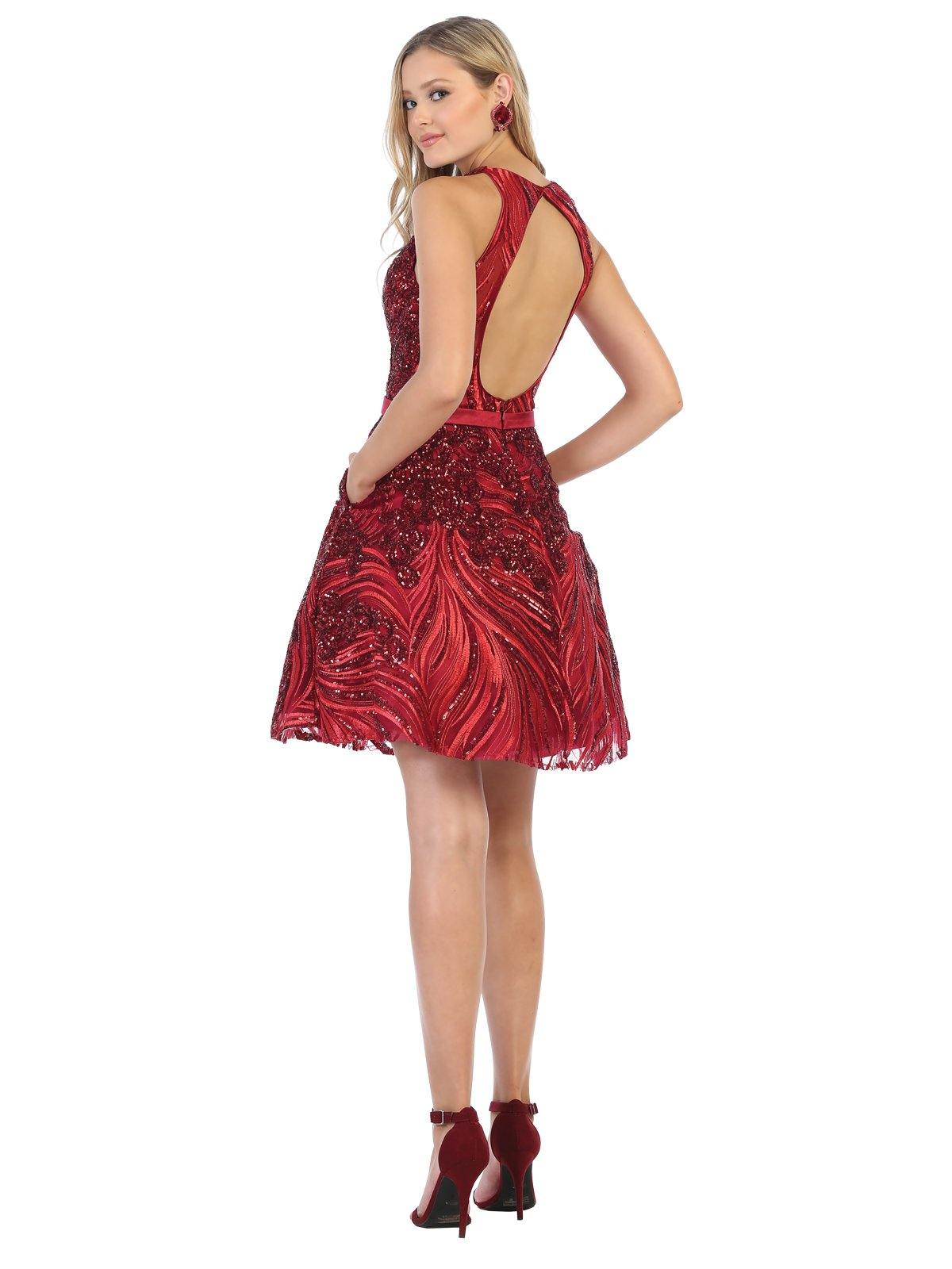 Homecoming Short Open Back Cocktail Prom Dress - The Dress Outlet May Queen