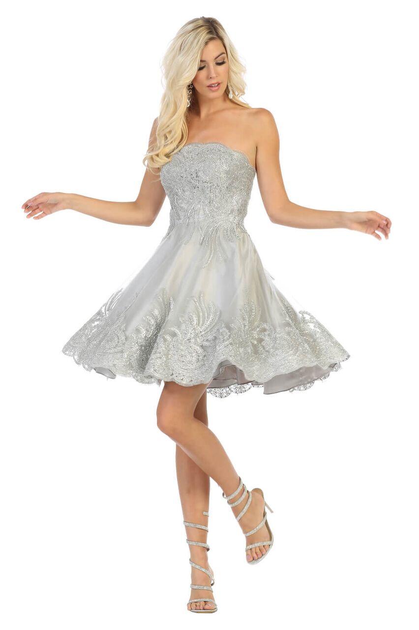 Homecoming Short Strapless Prom Plus Size Dress - The Dress Outlet May Queen