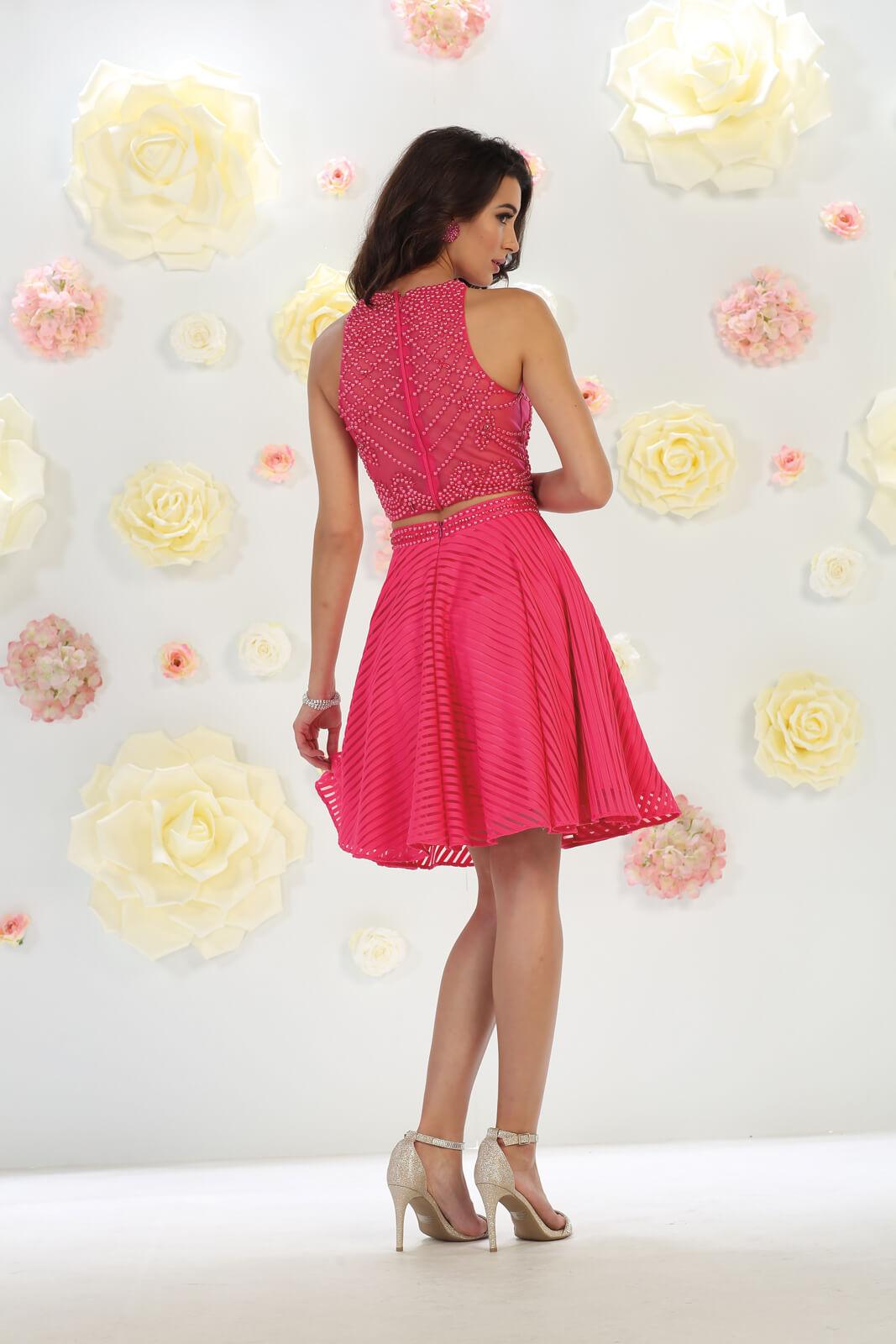 Homecoming Short Two Piece Prom Cocktail Dress - The Dress Outlet May Queen