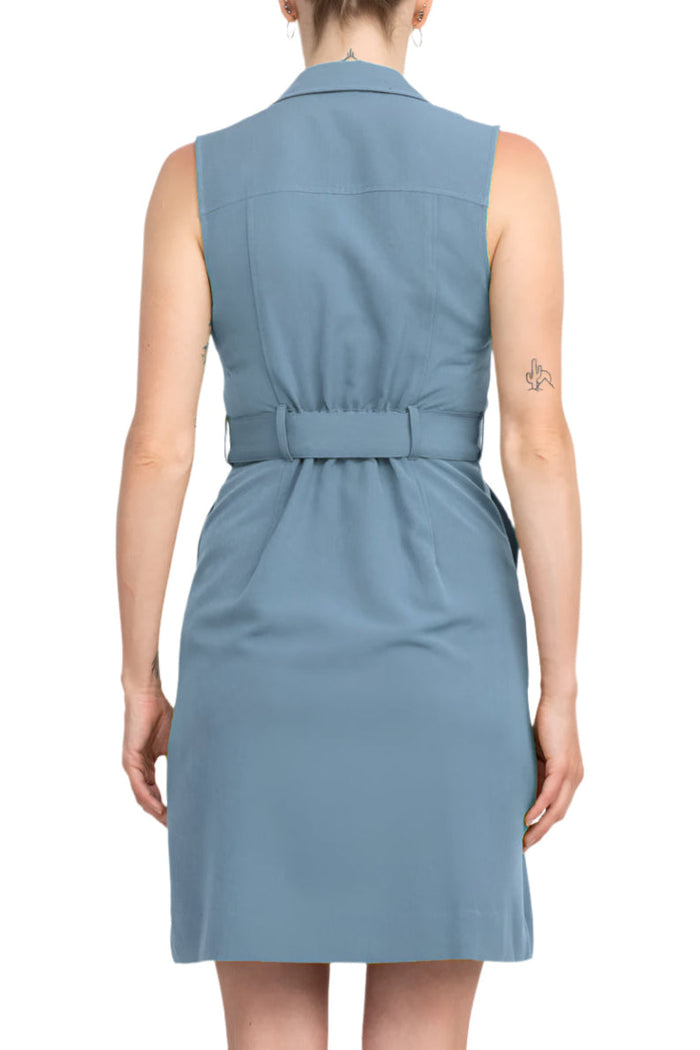Cocktail Dresses Short Fitted Collared Cocktail Dress Light Topaz