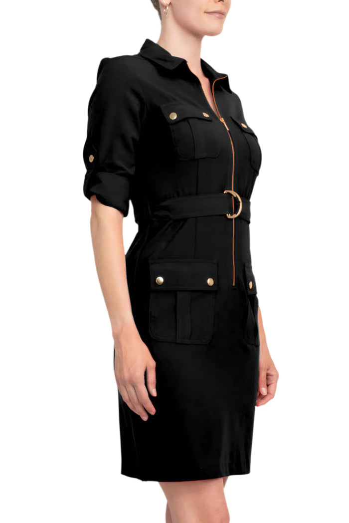 Cocktail Dresses Collared Short Fitted Cocktail Dress Very Black