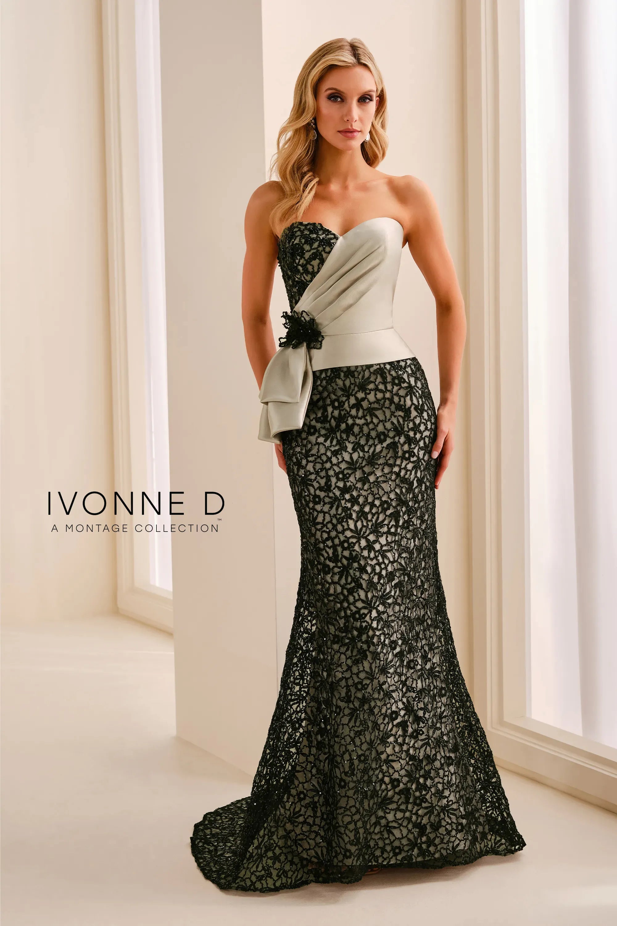 Strapless Curved Neck Floor-Length Lace Formal Mermaid/Trumpet Ivonne D ID2201