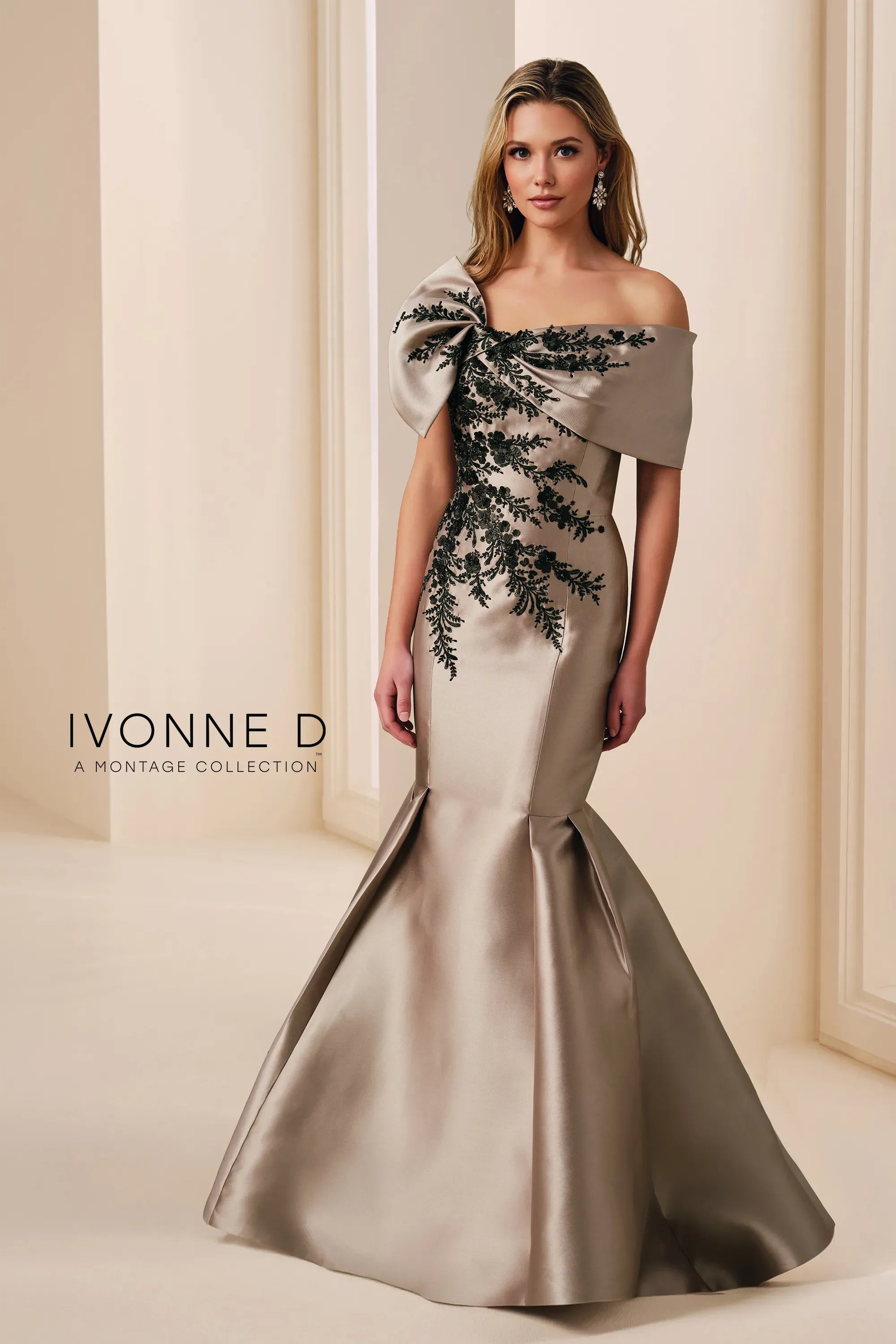 Off-the-Shoulder Floor-Length Satin Formal Mermaid/Trumpet Ivonne D ID2202
