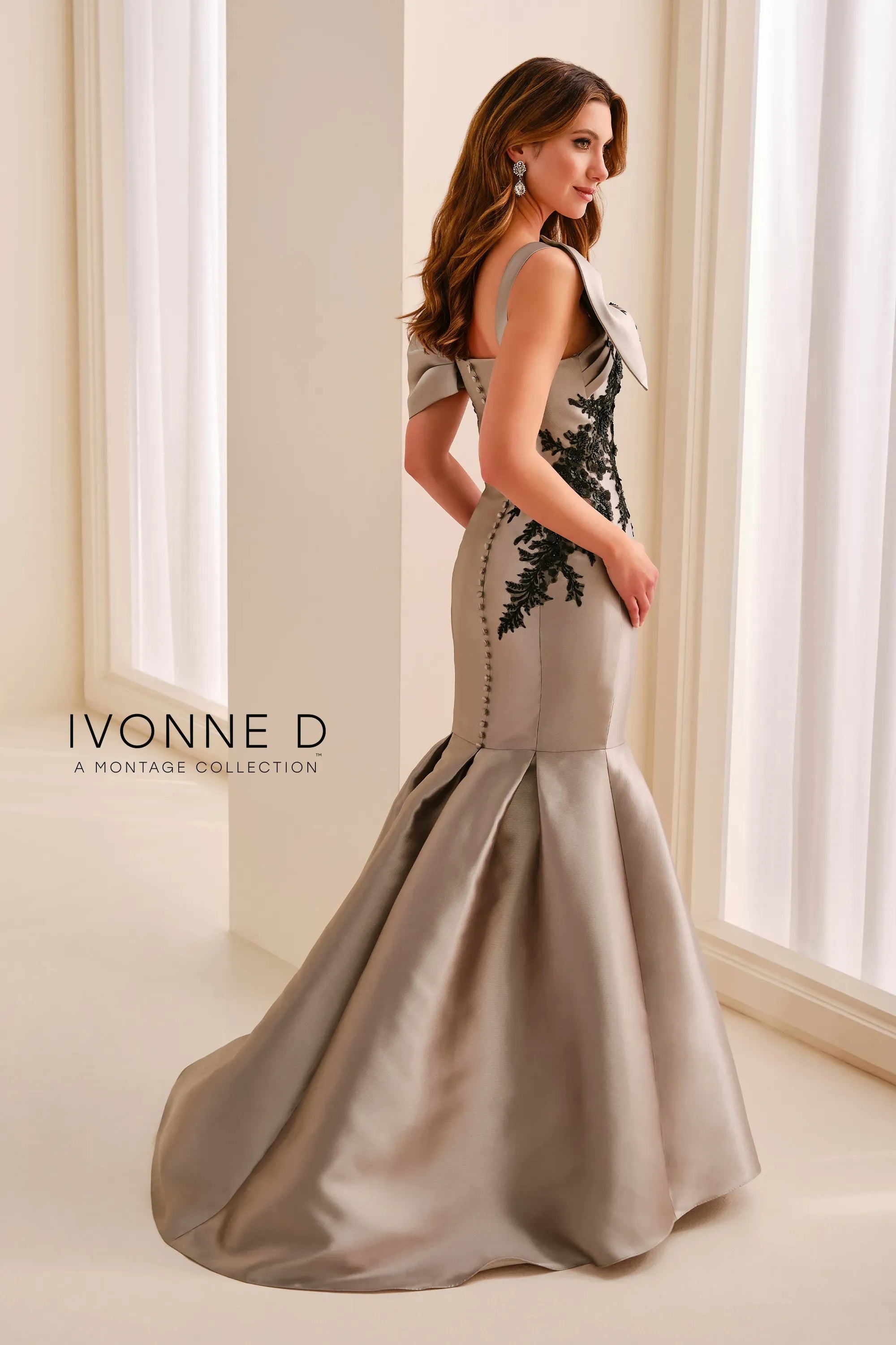 Off-the-Shoulder Floor-Length Satin Formal Mermaid/Trumpet Ivonne D ID2202